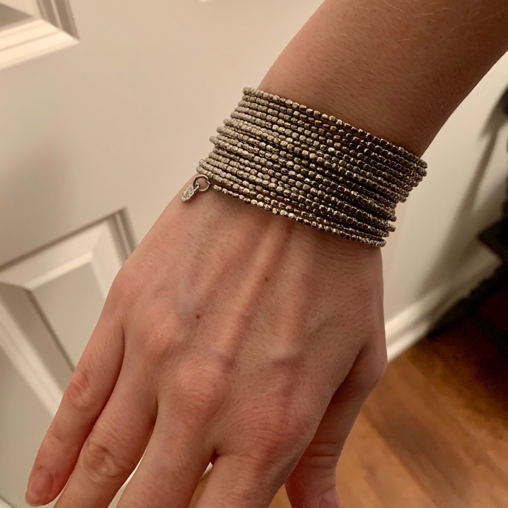 Stella & Dot Silver Wire Wrap Bracelet & Earrings